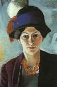 August Macke, Portrait of the Artist's Wife Elisabeth with a Hat